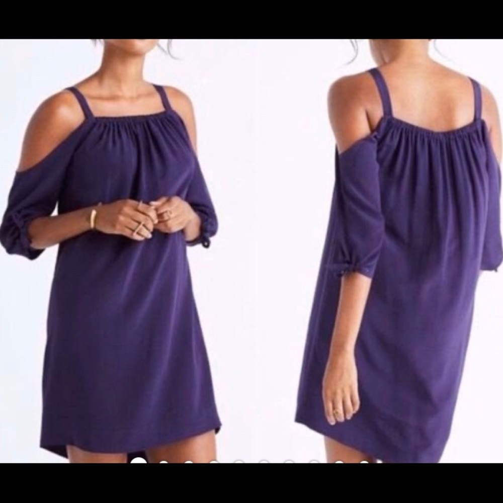 Madewell cold shoulder silk dress